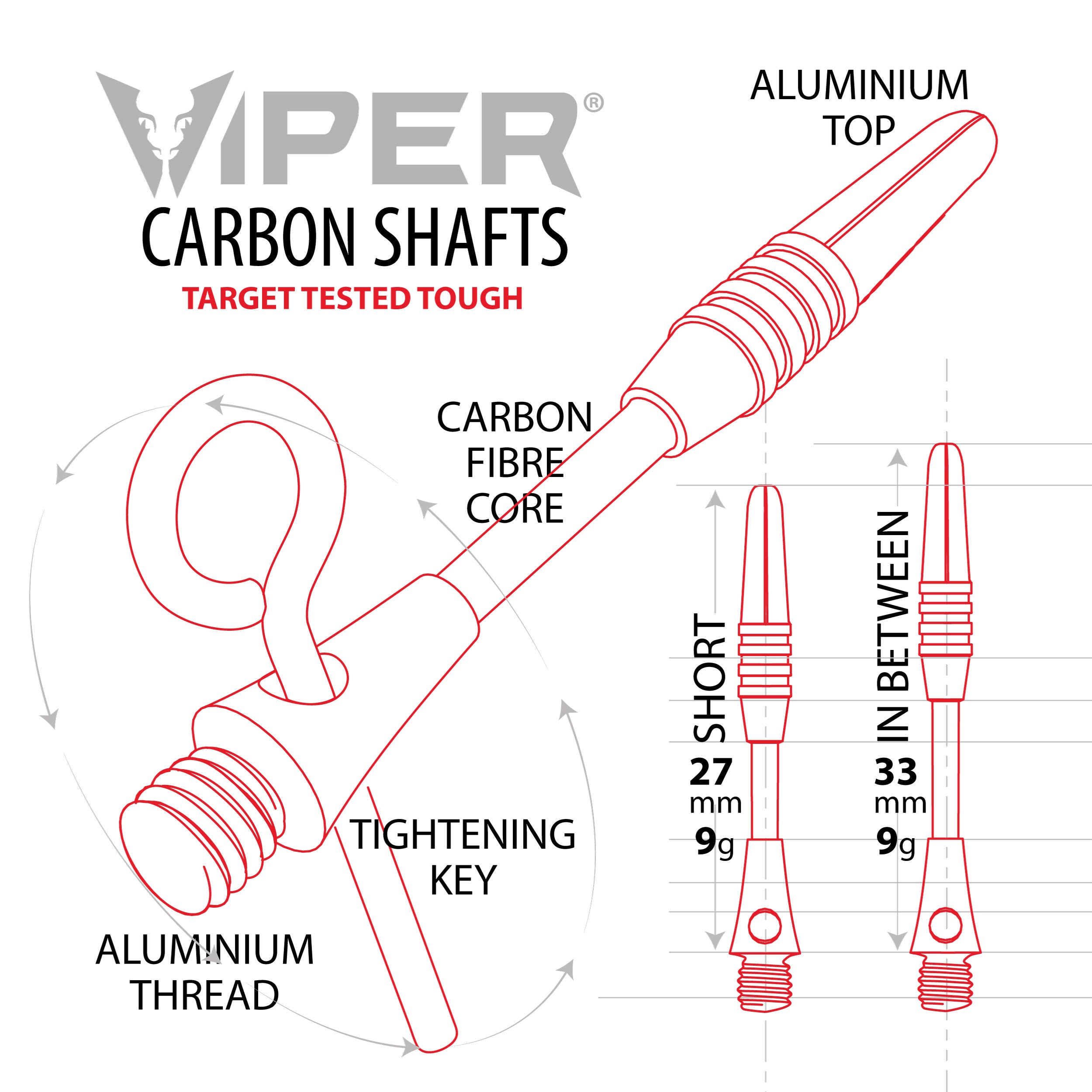 Viper Carbon Fiber Dart Shafts | Short | Purple