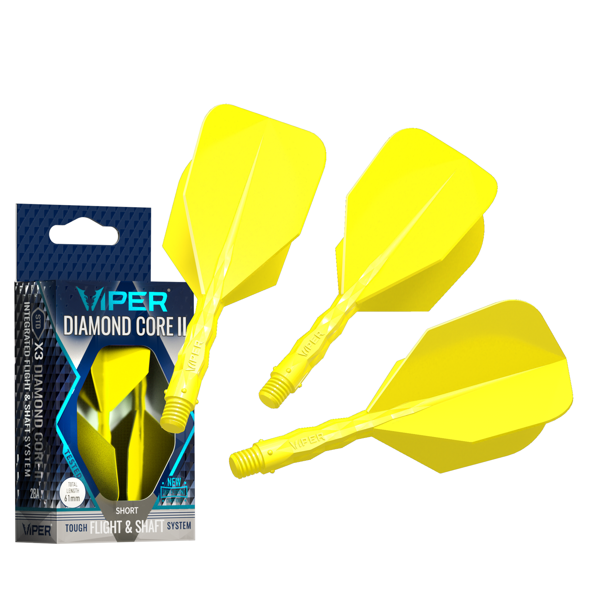 Viper Diamond Core II Standard flight, Short shaft, Neon Yellow