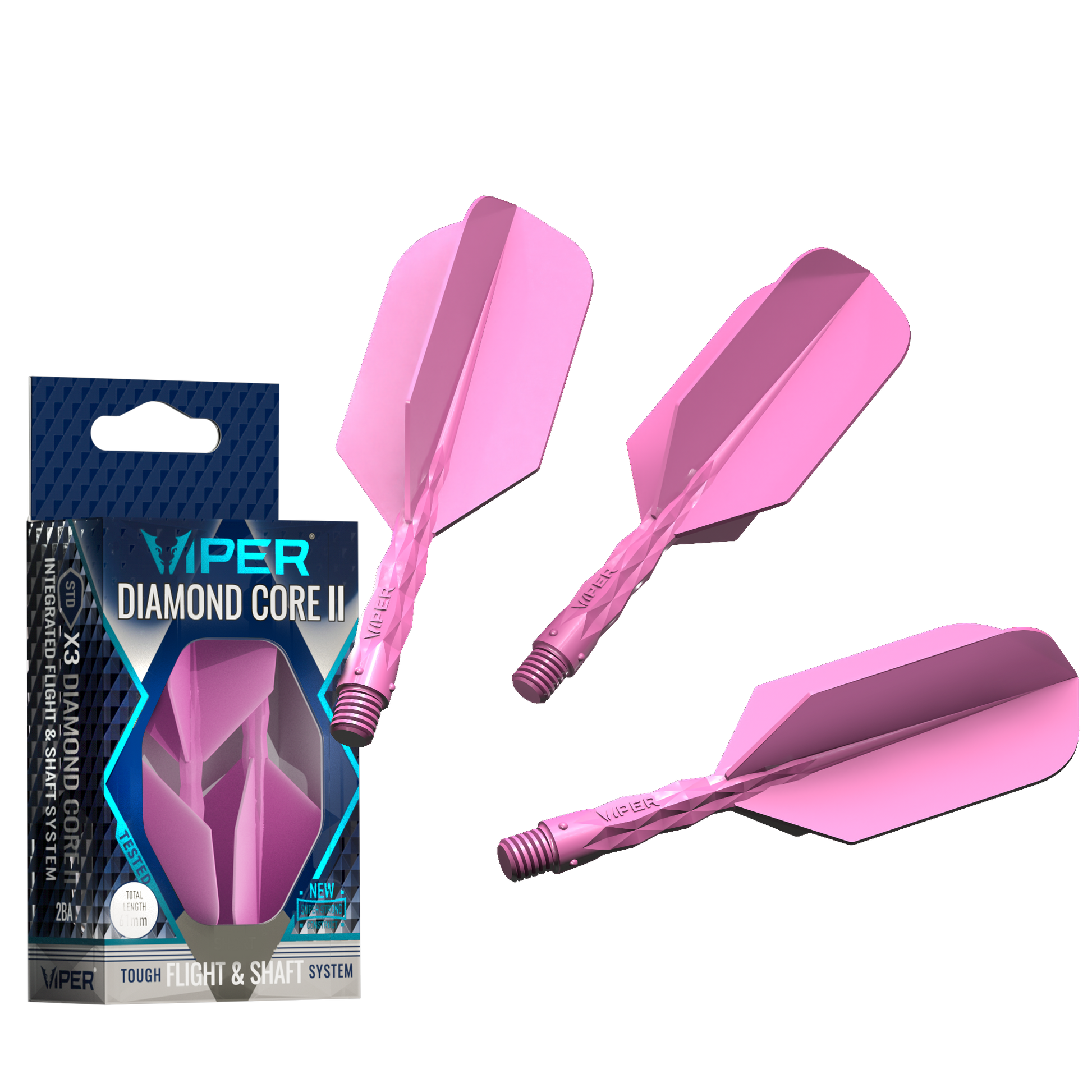 Viper Diamond Core II Slim flight, Short shaft, Neon Pink