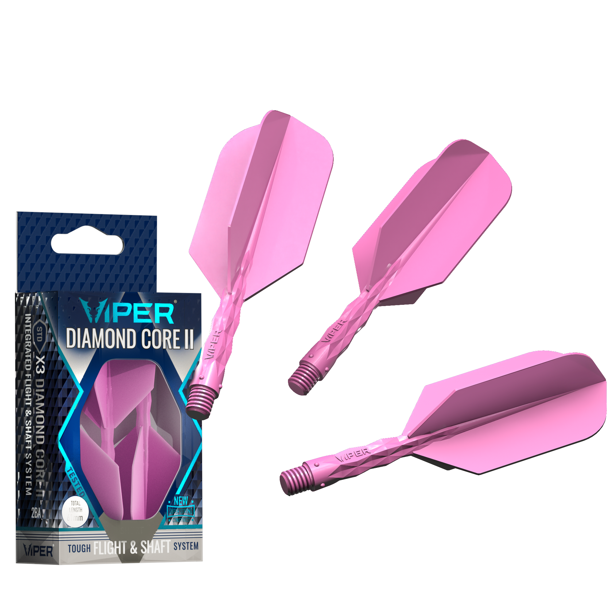 Viper Diamond Core II Slim flight, Short shaft, Neon Pink