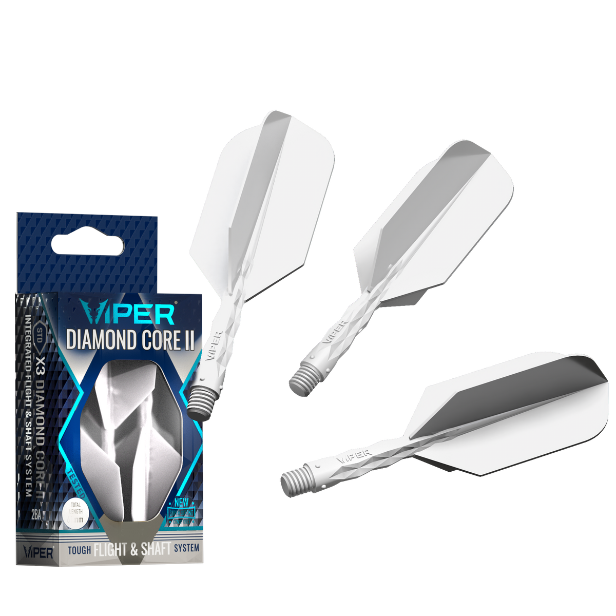 Viper Diamond Core II Slim flight, Short shaft, White
