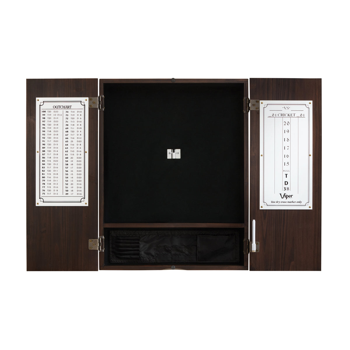 Viper Metropolitan Sisal Fiber Bristle Dartboard and Cabinet Bundle: Premium Set (Razorback Dartboard and Darts), Espresso Finish