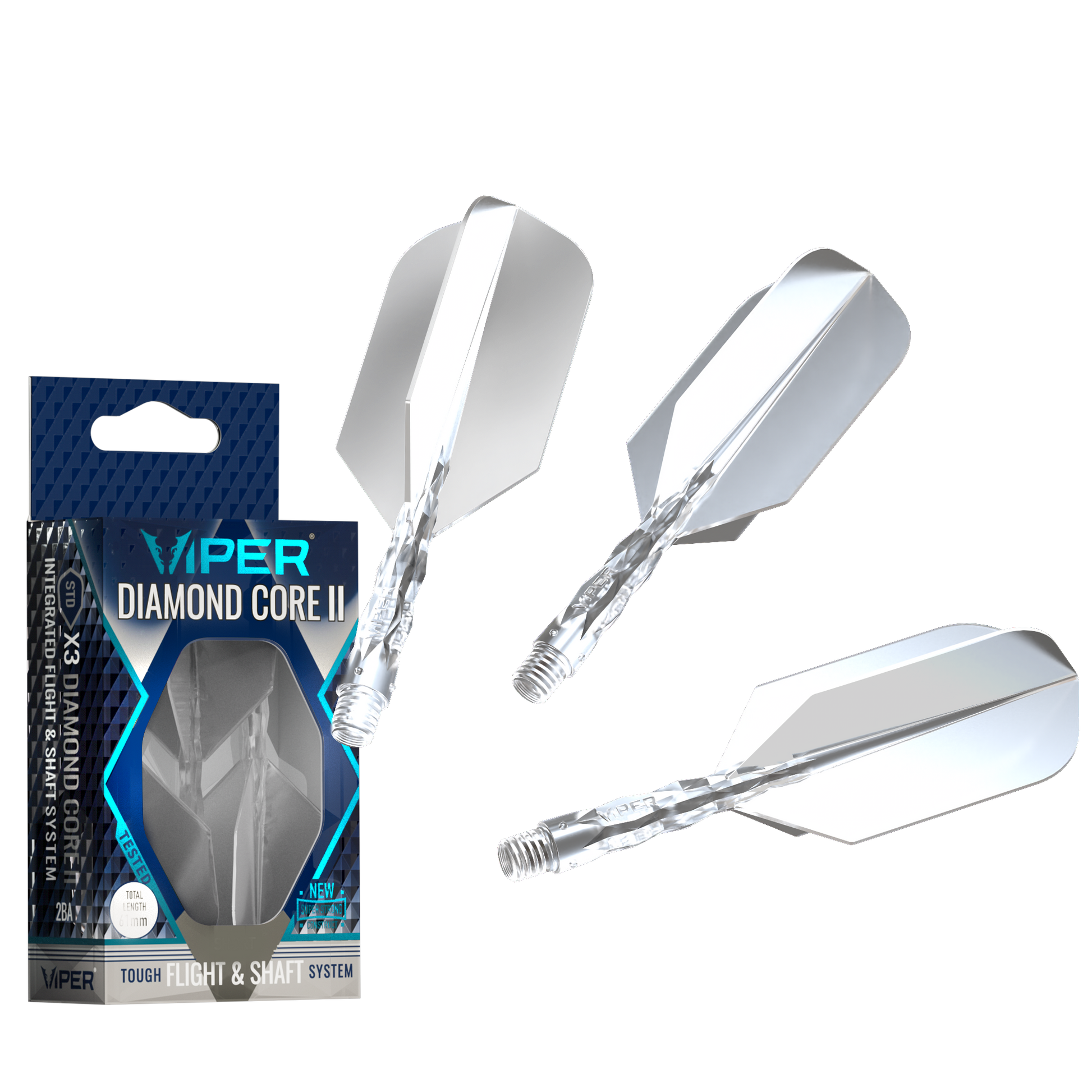 Viper Diamond Core II Slim flight, Short shaft, Clear