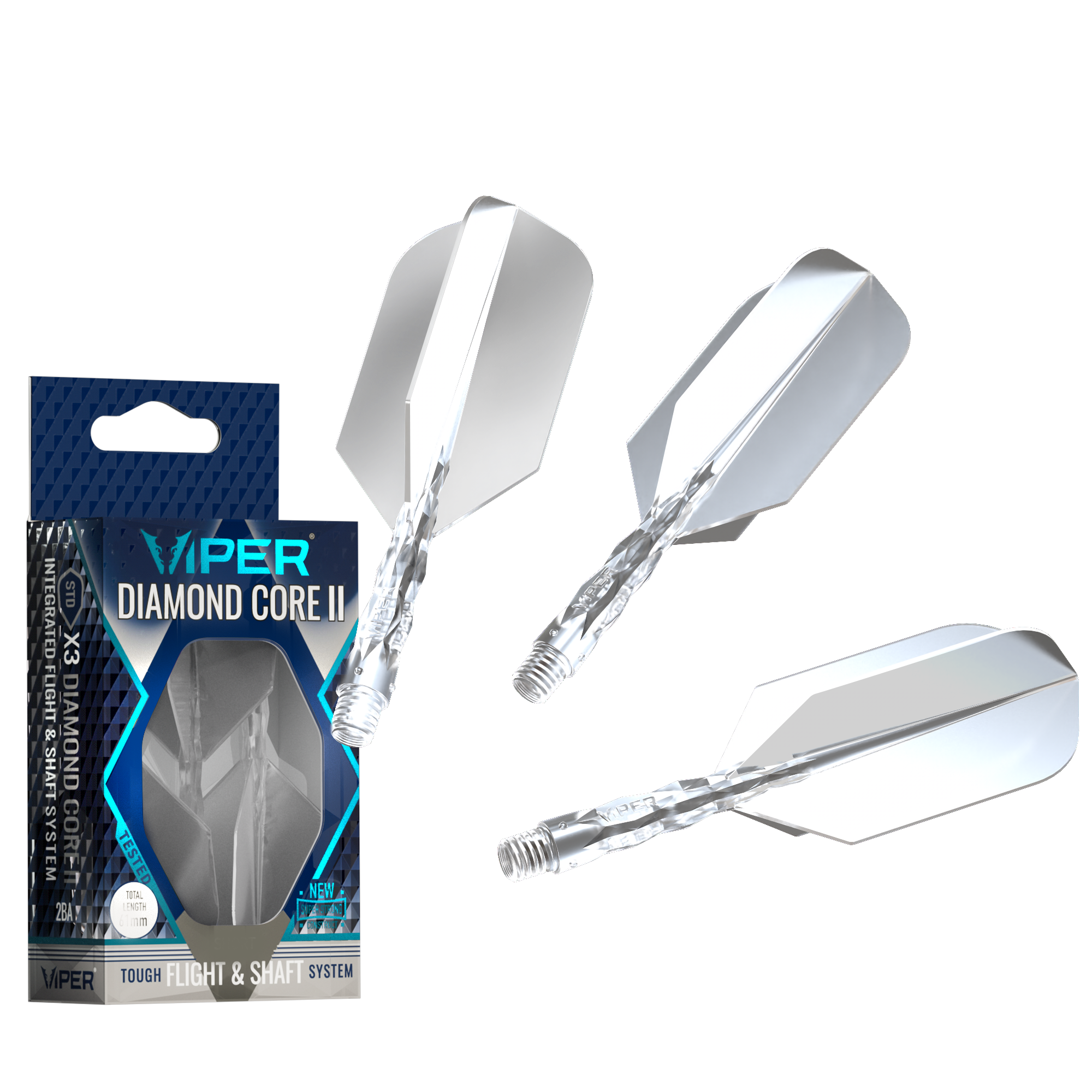 Viper Diamond Core II Slim flight, Short shaft, Clear