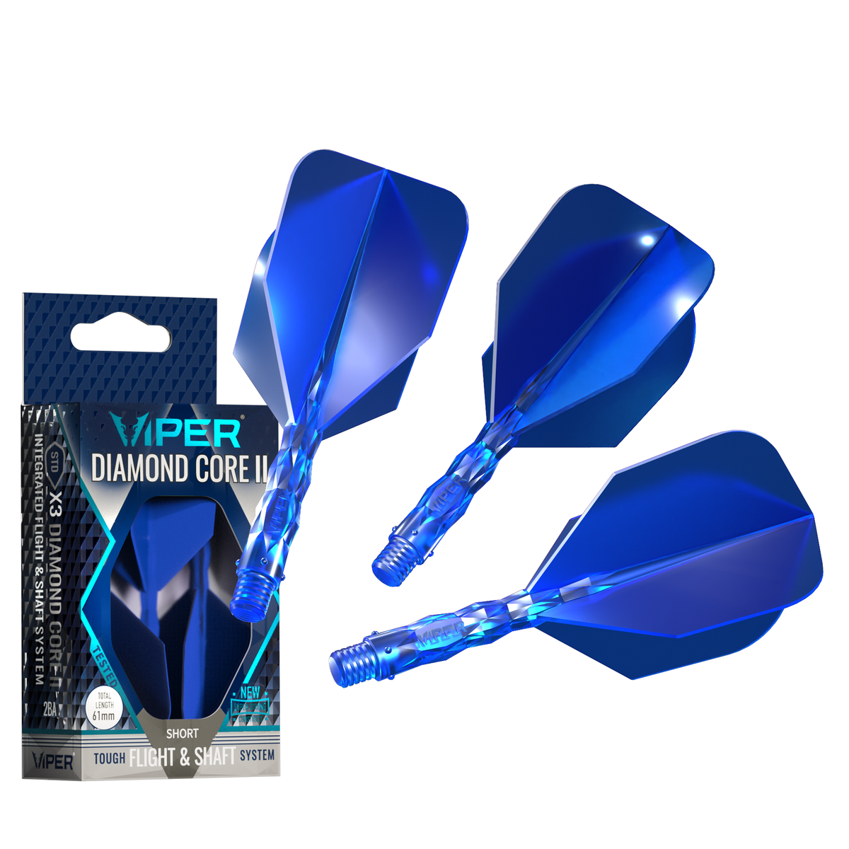 Viper Diamond Core II Standard flight, Short shaft, Blue