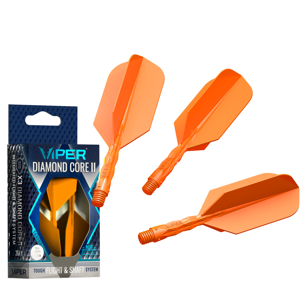 Viper Diamond Core II Slim flight, Short shaft, Neon Orange