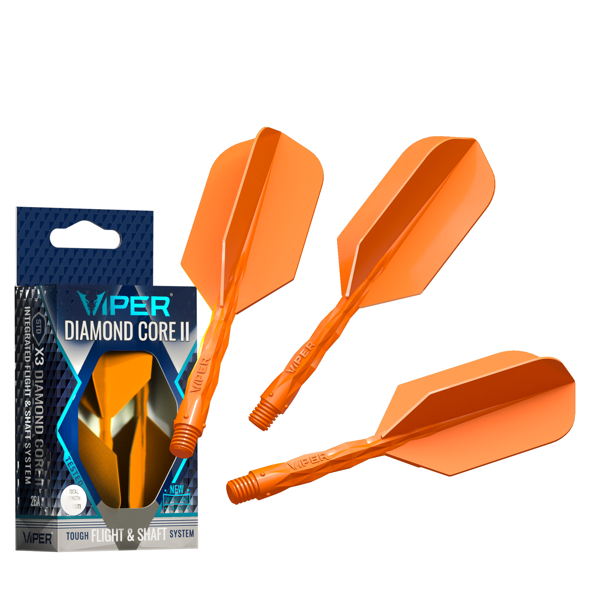 Viper Diamond Core II Slim flight, In-Between shaft, Neon Orange