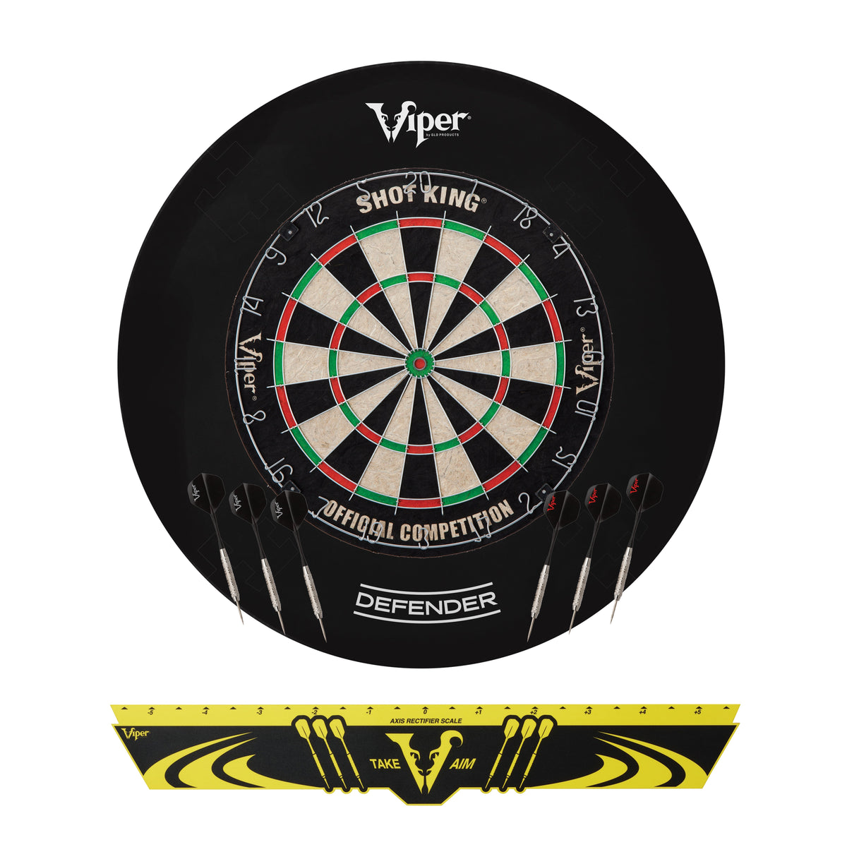 Viper Shot King Sisal Dartboard, Defender Dart Surround and Viper Edge Throwline