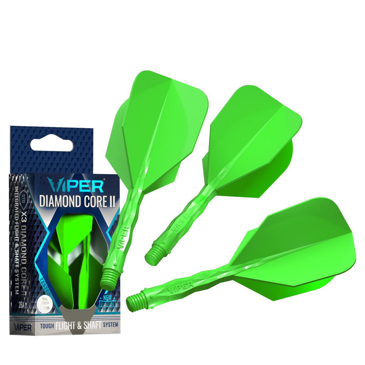 Viper Diamond Core II Standard flight, In-Between shaft, Neon Green