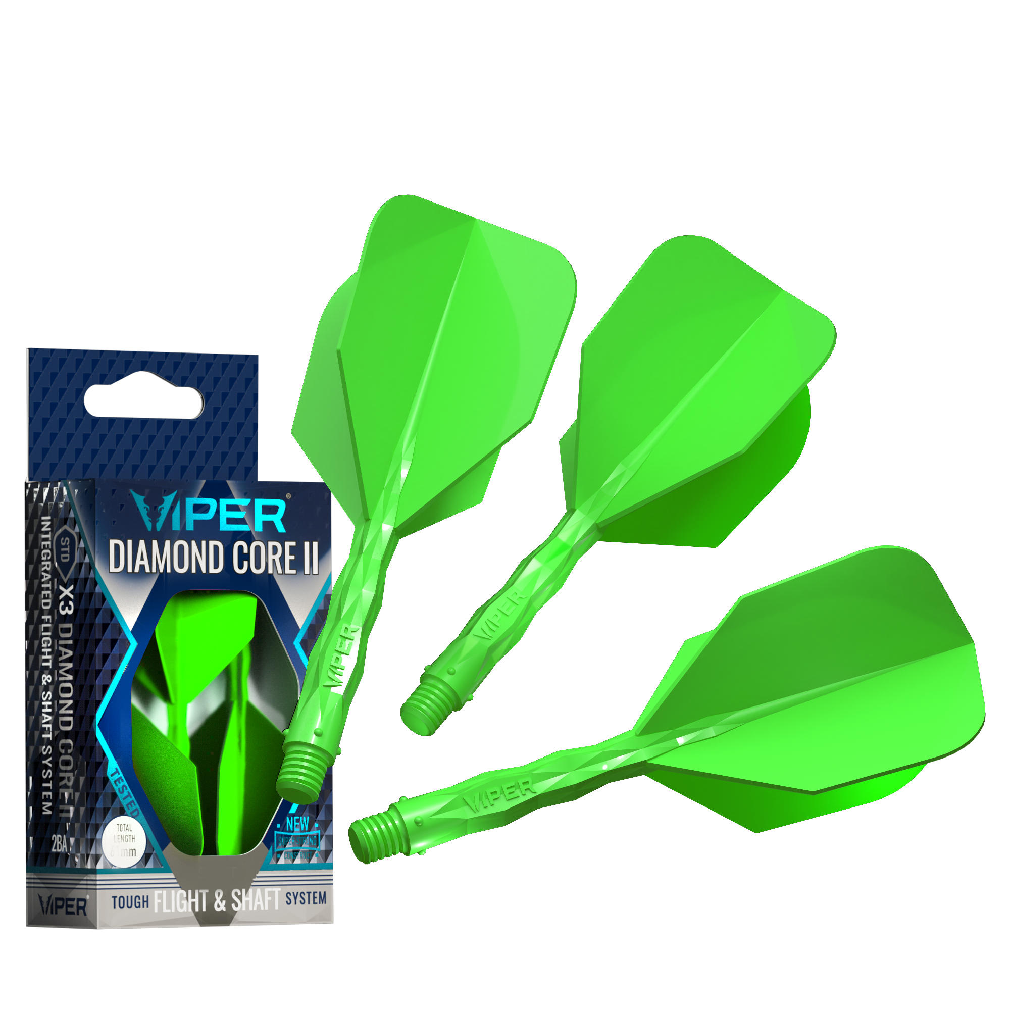 Viper Diamond Core II Standard flight, In-Between shaft, Neon Green