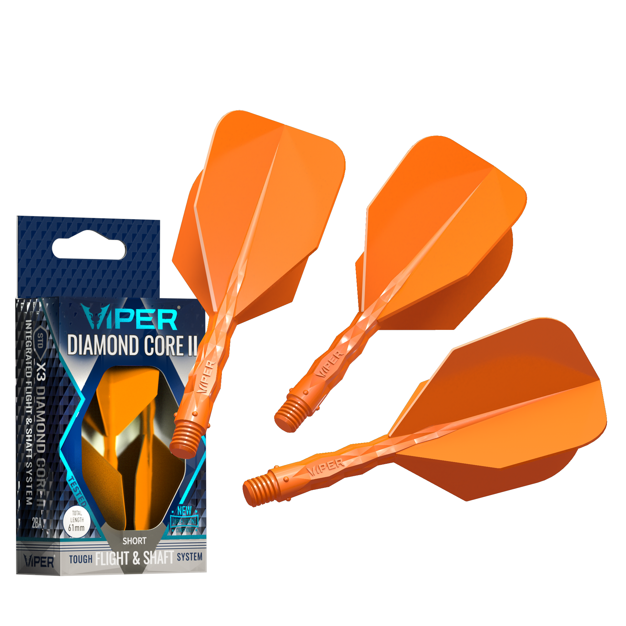 Viper Diamond Core II Standard flight, Short shaft, Neon Orange