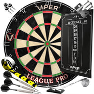 Viper League Pro Bundle with Chalk Scoreboard, Set of Steel-Tip Darts, and Throw Line Light