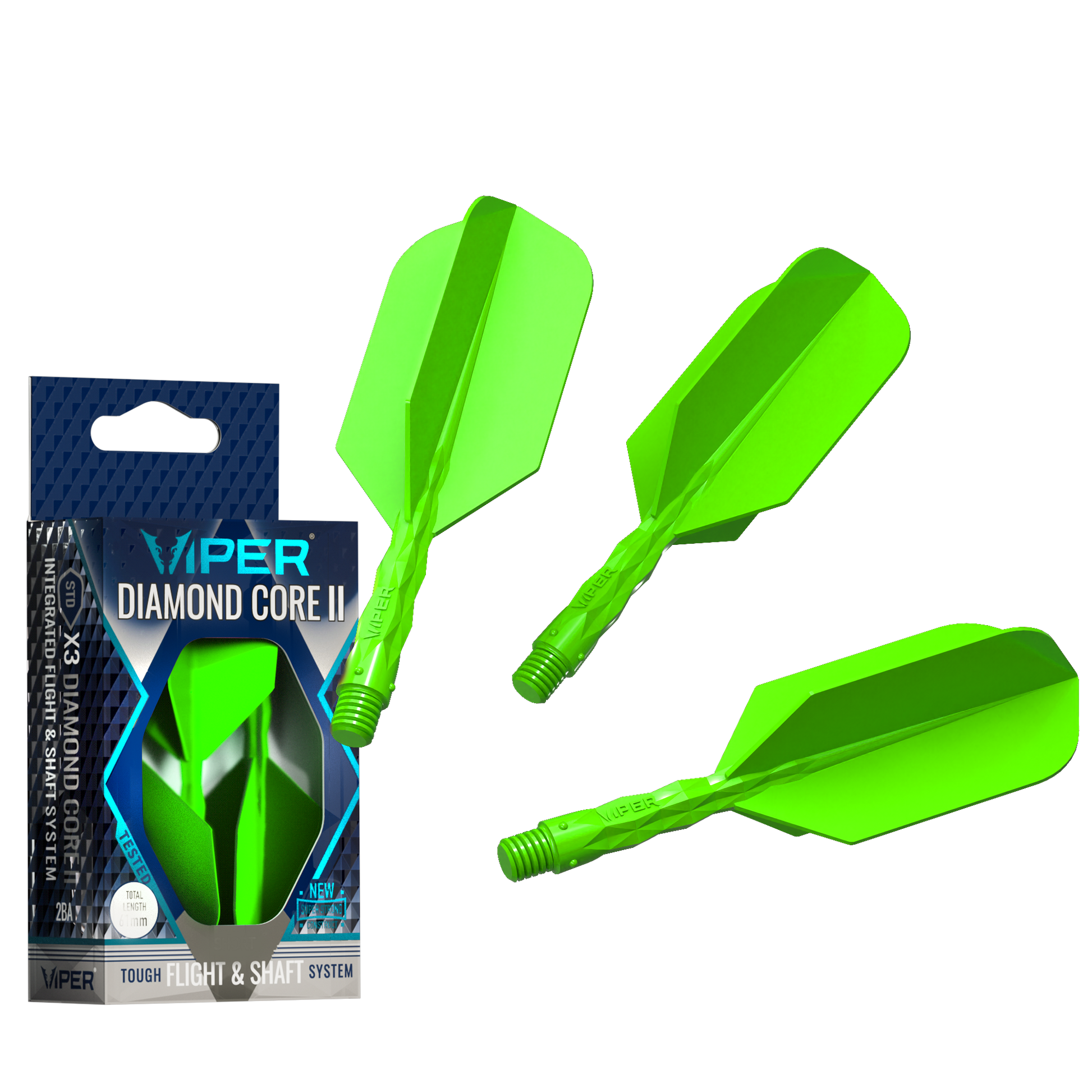Viper Diamond Core II Slim flight, Short shaft, Neon Green