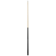 Straight cue stick with natural wood upper half and black grip section lower half