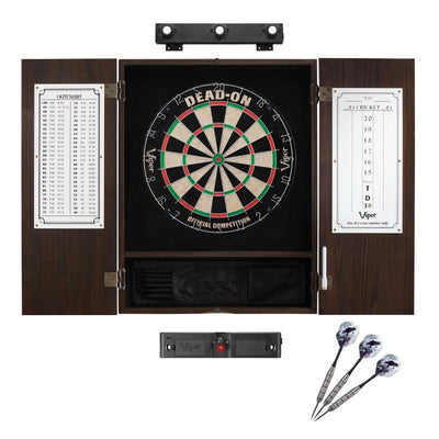 Viper Dead On Sisal Dartboard, Metropolitan Espresso Cabinet, Shadow Buster Dartboard Lights & Laser Throw Line Marker Darts Viper 