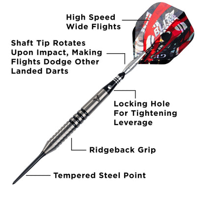 Dardos Viper Blitz Darts con punta de acero de tungsteno al 95 %, 26 gramos 