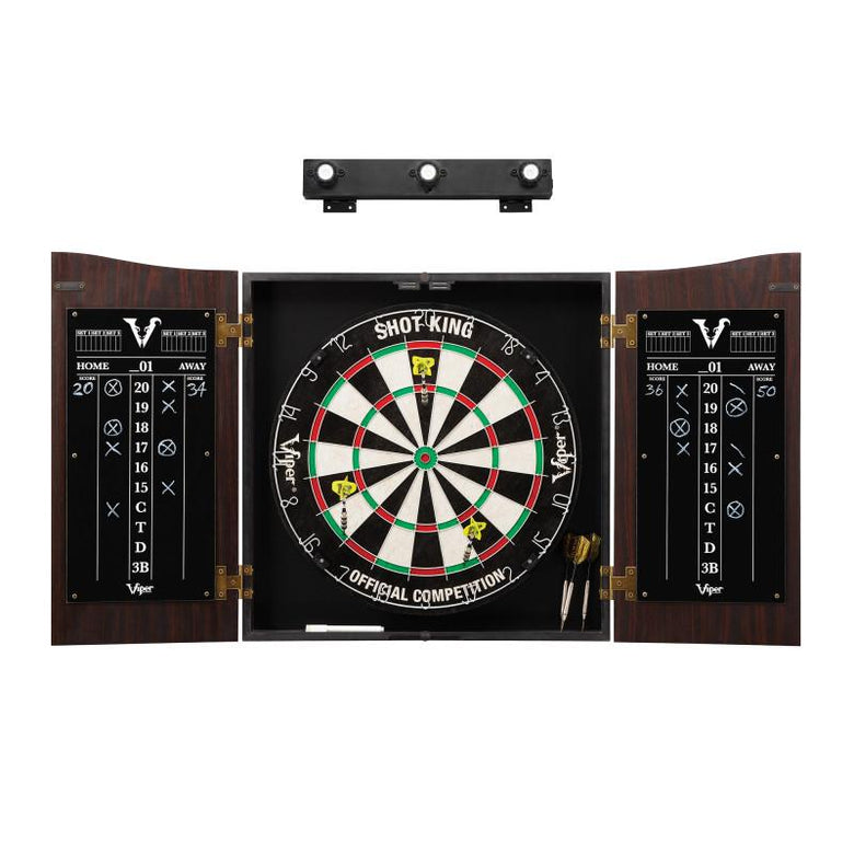 Viper Vault Cabinet with Shot King Sisal Dartboard & Shadow Buster Dartboard Lights Darts Viper 