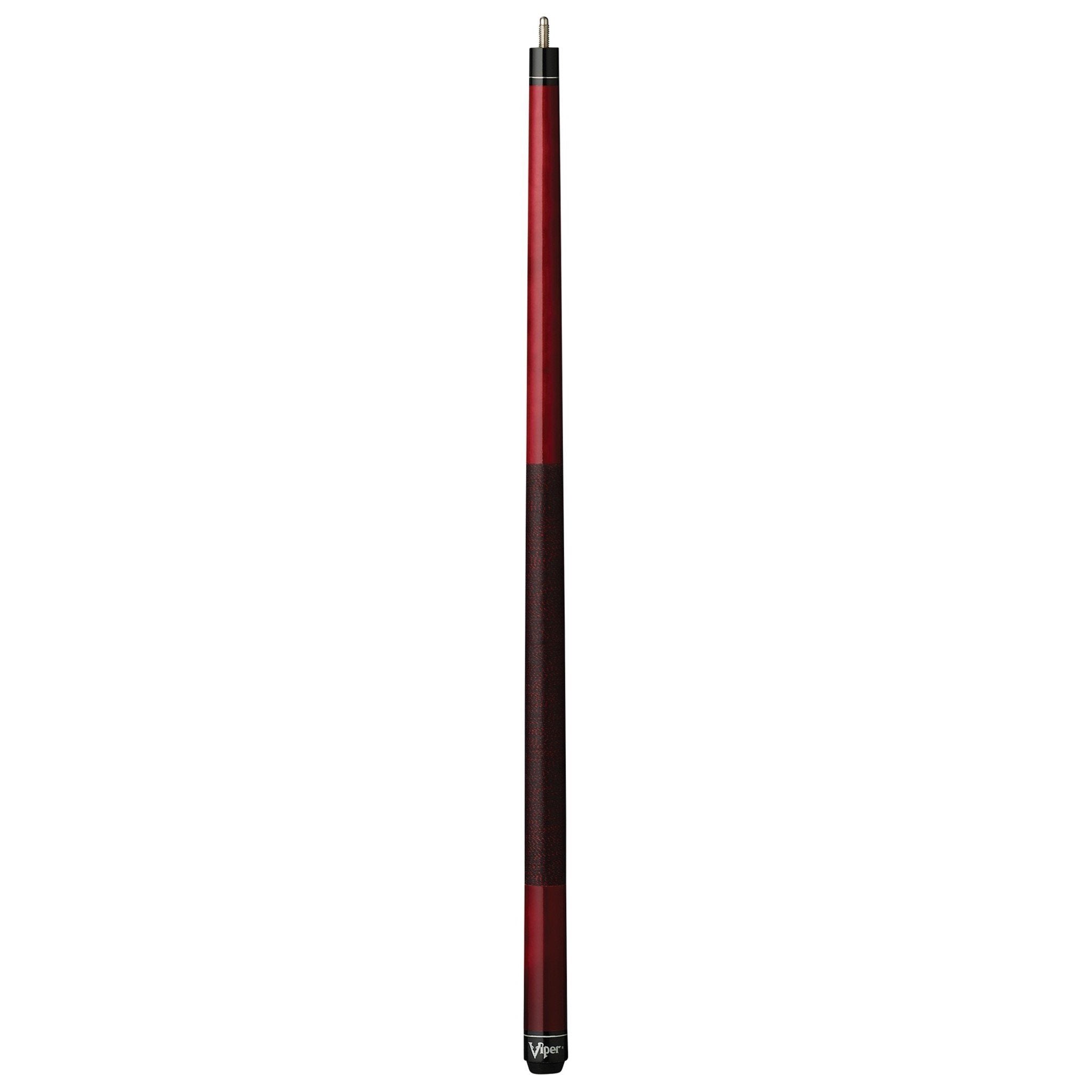 Billiards cue stick with red upper section and black grip area