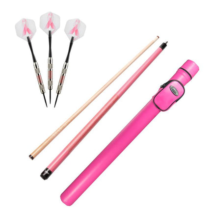 Fat Cat Breast Cancer Steel Tip Dart Set 20 Grams, Viper Pink Lady Cue, and Casemaster Q-Vault Supreme Pink Cue Case Billiards Viper 