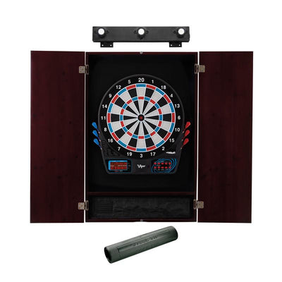 Viper 777 Electronic Dartboard, Metropolitan Mahogany Cabinet, Padded Dart MAt & Shadow Buster Dartboard Lights Darts Viper 