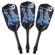 Three black darts with blue guitar graphics and "Viper" text on flights