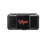 Black hard-shell dart case with red Viper logo and handle on top, compartments visible inside
