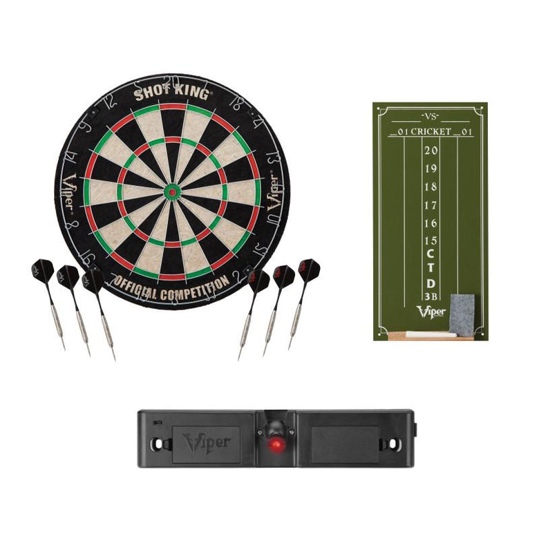 Viper Shot King Dartboard, Small Cricket Chalk Scoreboard, and Laser Throw Line Darts Viper 