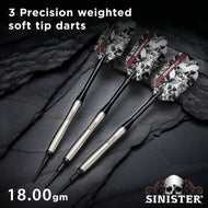 Viper Sinister 95% Tungsten Soft Tip Darts Tapered Barrel 18 Grams