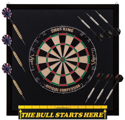 Viper Shot King Sisal Dartboard, Dartboard Backboard, "The Bull Starts Here" Throw Line Marker & Elite Brass Steel Tip Darts Darts Viper 