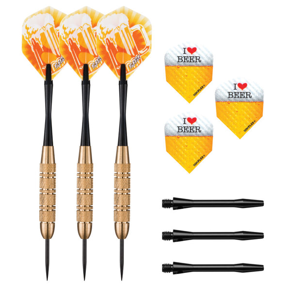 Fat Cat Beer Mug Steel Tip Darts - 17 Gram Brass Barrels, Fun Themed Darts Set