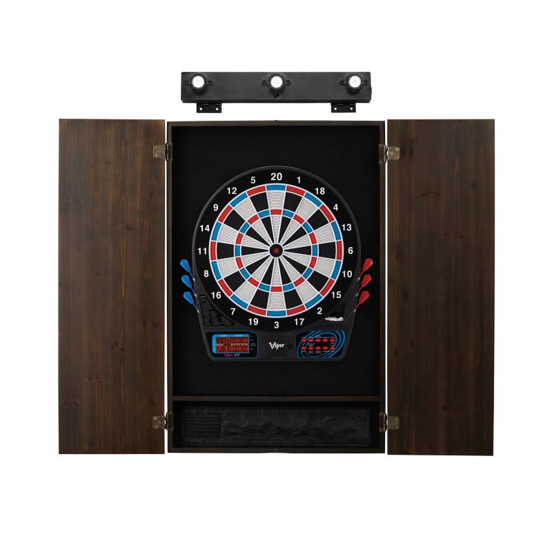 Viper 777 Electronic Dartboard, Metropolitan Espresso Cabinet & Shadow Buster Dartboard Light Bundle Darts Viper 