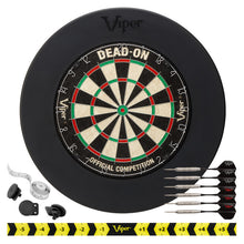 Load image into Gallery viewer, Viper Dead On Sisal Dartboard, Two Sets Starter Darts, Viper Guardian Black
