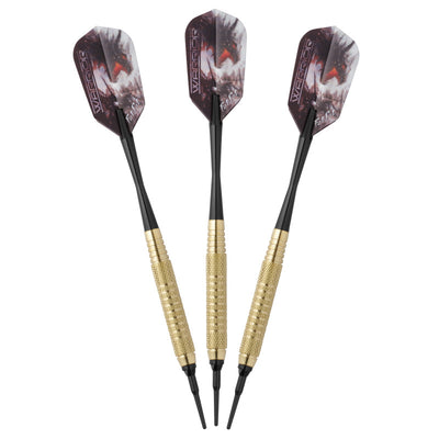 Fat Cat Warrior Soft Tip Darts 16 gram, Aluminum Shaft Black, V-100 Flights Clear