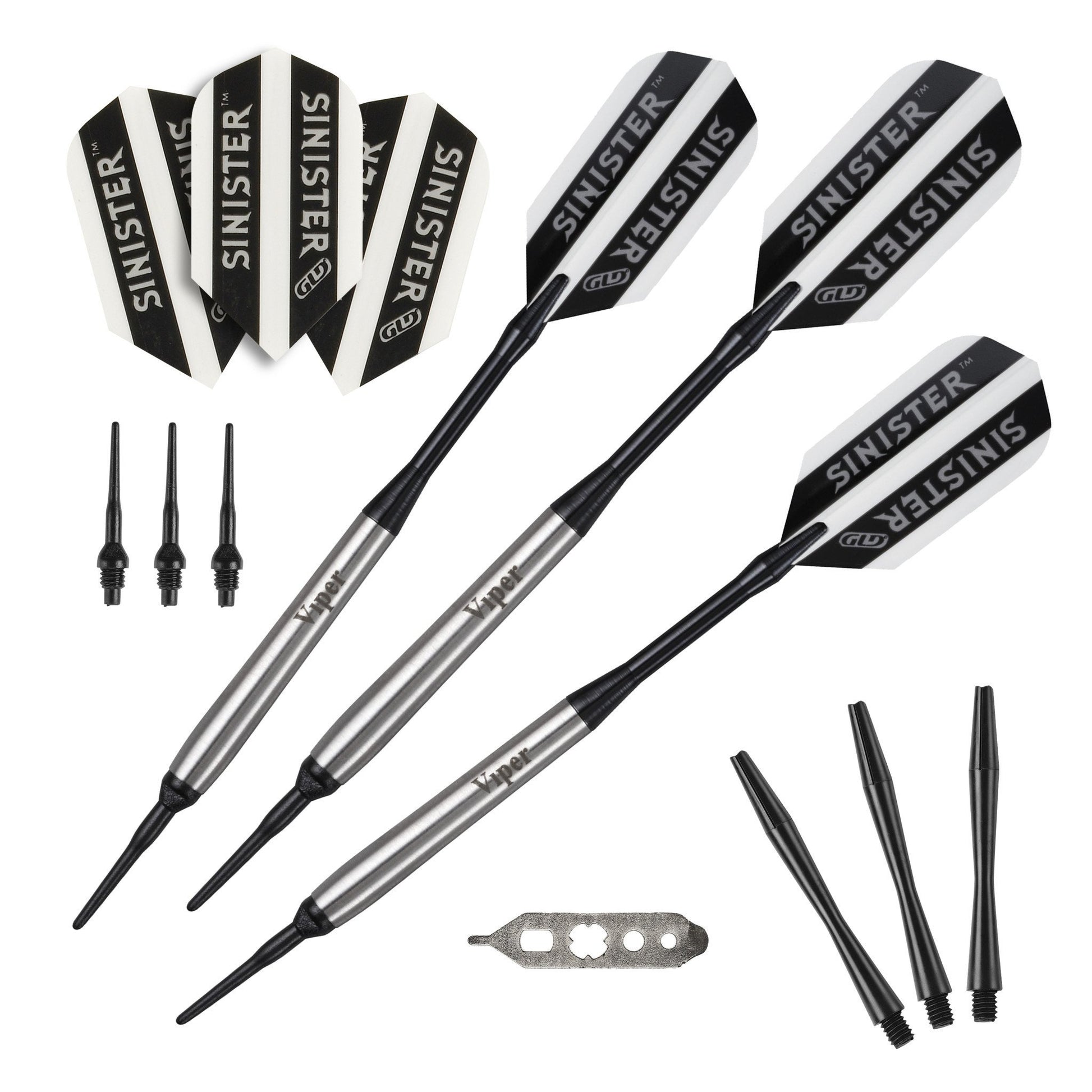 [REFURBISHED] Viper Sinister Darts 95% Tungsten Soft Tip Darts Smooth Barrel 16 Grams Refurbished GLD Products