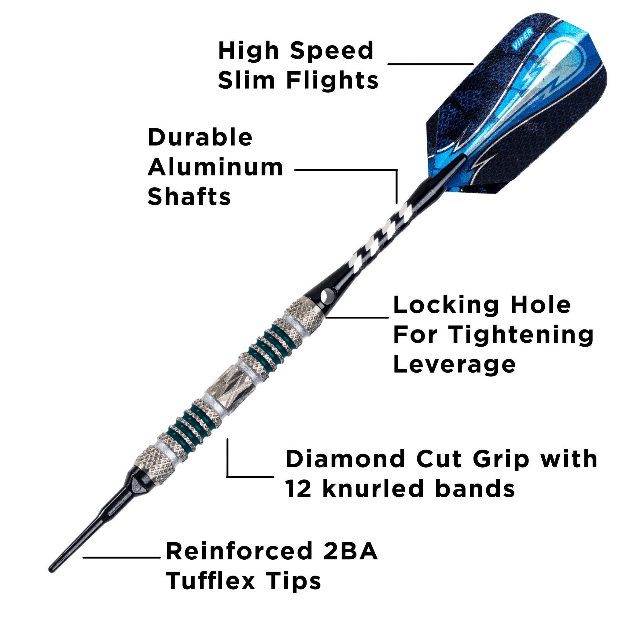 [REFURBISHED] Viper Astro Darts 80% Tungsten Soft Tip Darts Green Rings 18 Grams Refurbished Refurbished GLD Products 