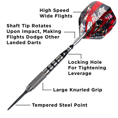 Dardos Viper Blitz Darts con punta de acero de tungsteno al 95 %, 24 gramos 