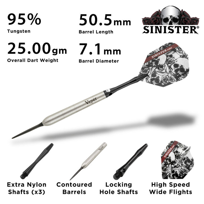 Viper Sinister 95% Tungsten Steel Tip Darts 25 Grams