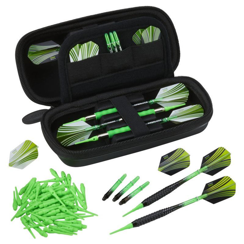 Casemaster Sentry Dart Case and Two Sets of Viper Soft Tip Darts 18 Grams Black/Green Soft-Tip Darts Viper 