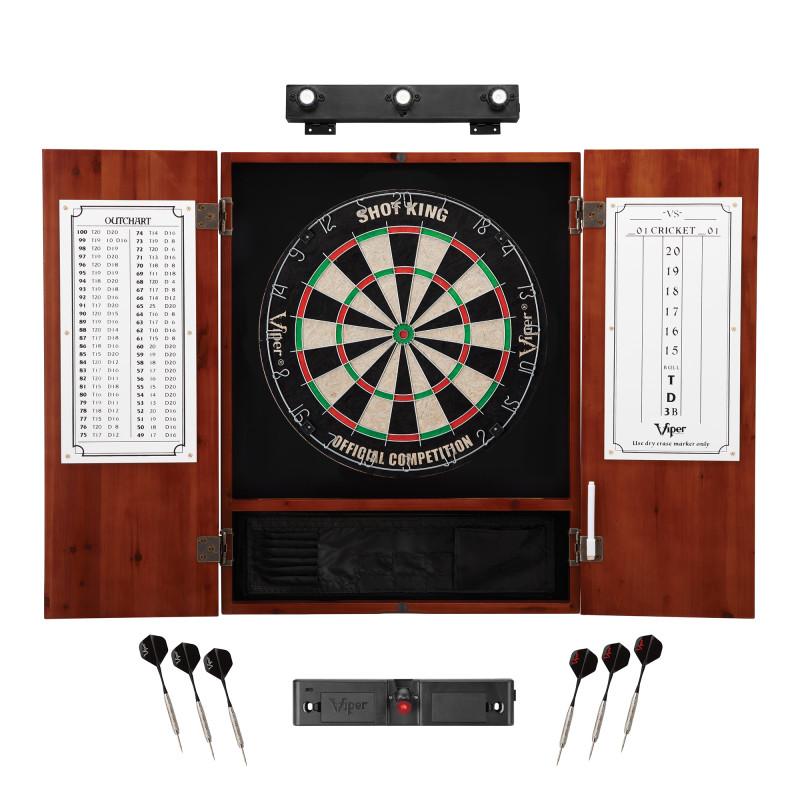 Viper Shot King Sisal Dartboard, Metropolitan Cinnamon Cabinet, Shadow Buster Dartboard Lights & Laser Throw Line Marker Darts Viper 