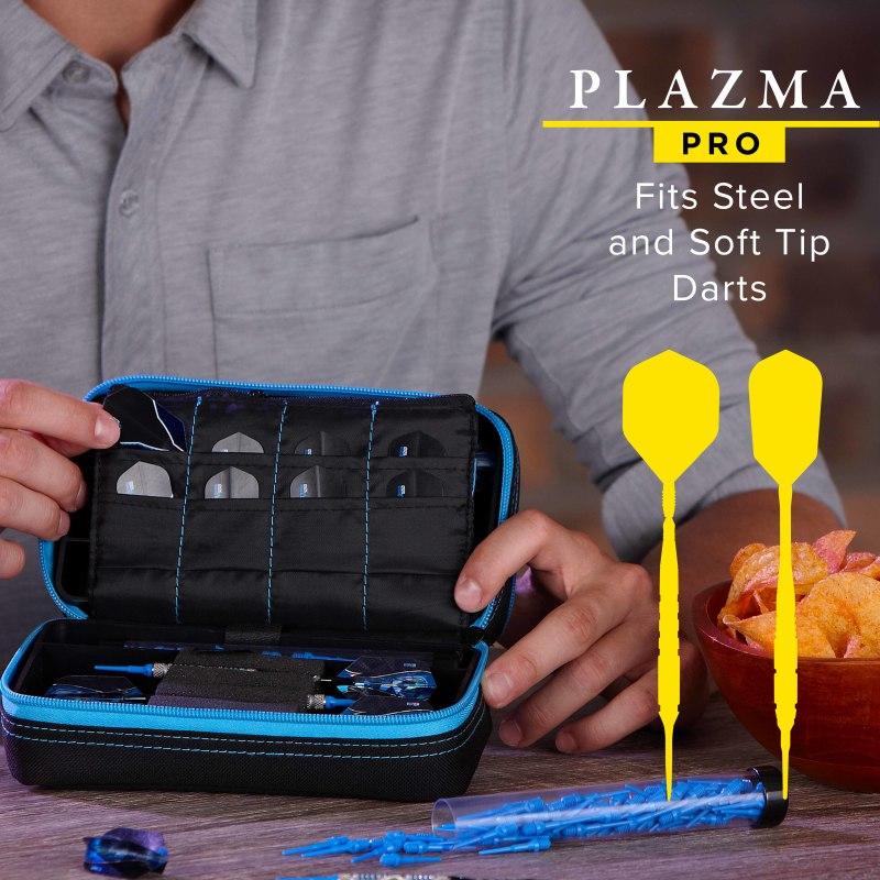 Casemaster Plazma Pro Dart Case Black with Blue Trim and Phone Pocket Dart Cases Casemaster 