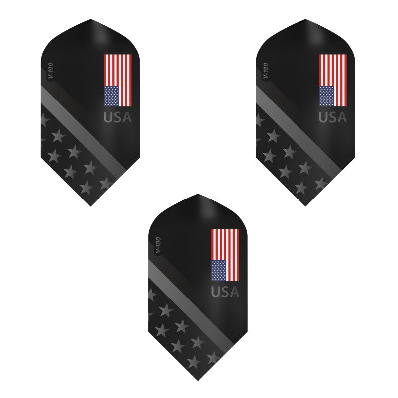 V-100 Dart Flights Slim American Flag Monochrome USA