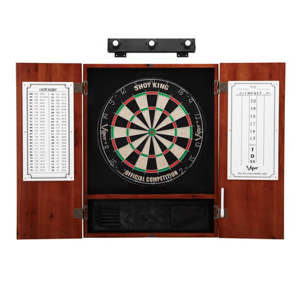 Viper Shot King Sisal Dartboard, Metropolitan Cinnamon Cabinet & Shadow Buster Dartboard Lights Darts Viper 