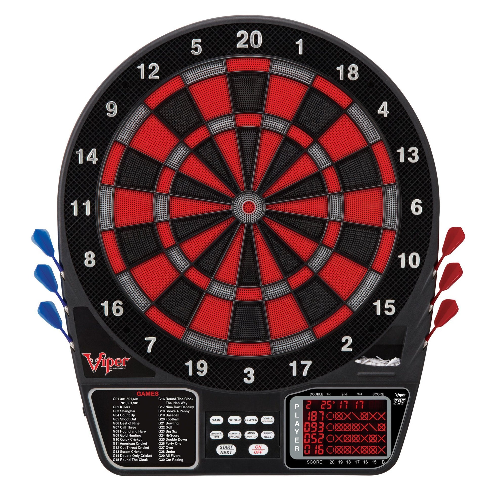 Viper 797 Electronic Dartboard, Warrior Soft Tip Darts & Poly Royal 6ct Slim Flights Darts Viper 