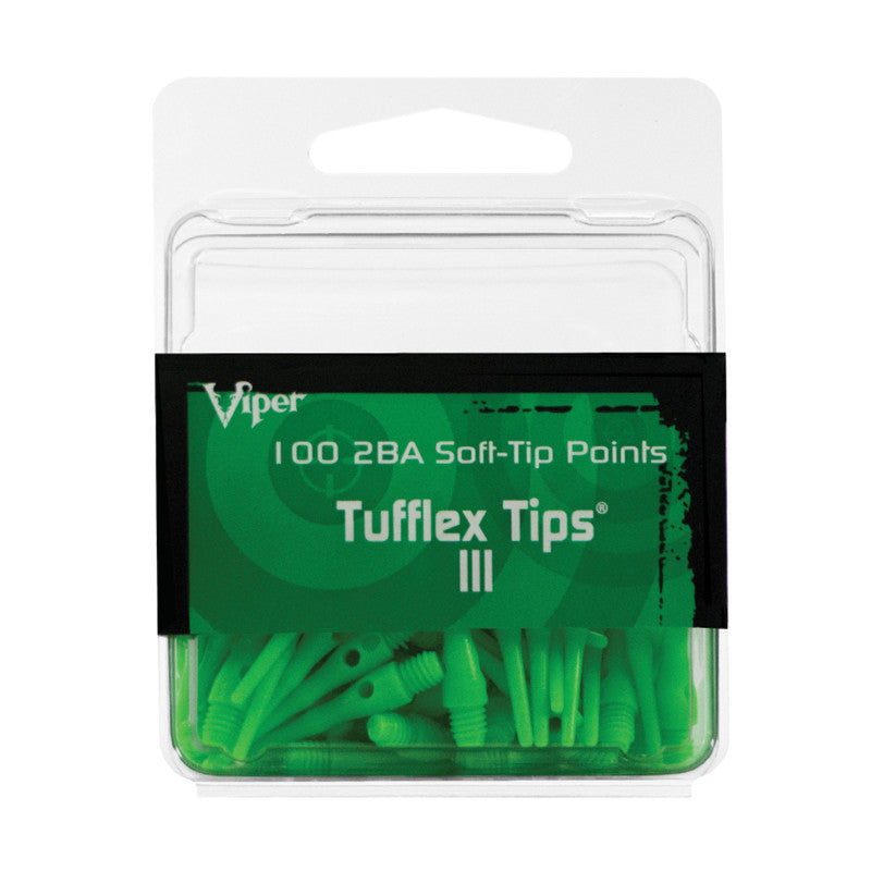 Viper Tufflex Tips III 2BA Neon Green 100Ct Soft Dart Tips