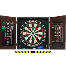 Load image into Gallery viewer, Viper Vault Deluxe Dartboard Cabinet with Shot King Sisal Dartboard and Illumiscore Scoreboard
