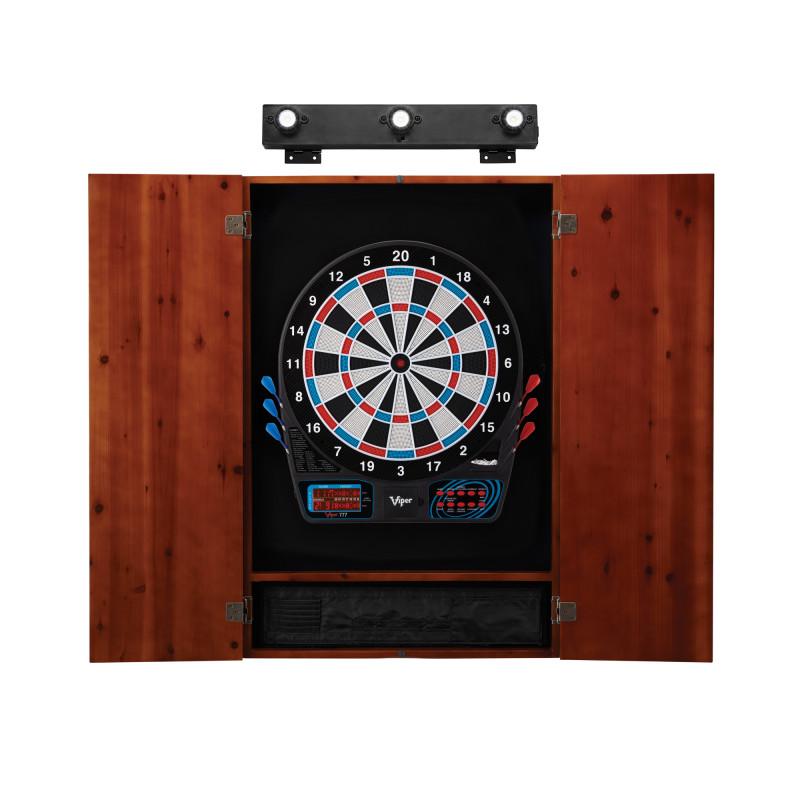 Viper 777 Electronic Dartboard, Metropolitan Cinnamon Cabinet & Shadow Buster Dartboard Light Bundle Darts Viper 