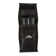 Black nylon dart case with metal dart flights and pockets