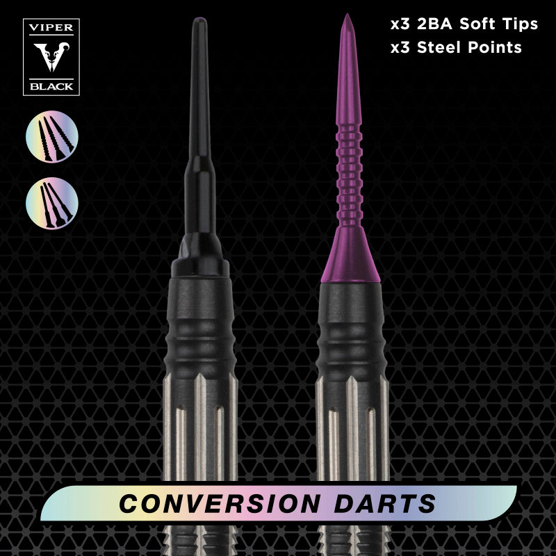 Viper Black Flux 90% Tungsten Steel or Soft Tip Conversion Darts Purple 20 Grams