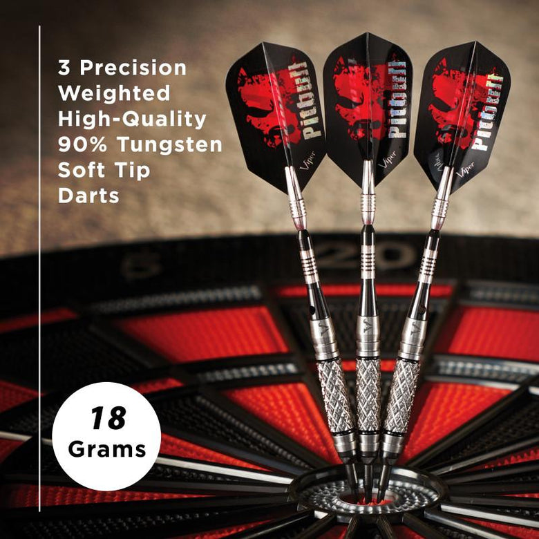 Viper Pitbull Darts 90% Tungsten Soft Tip Darts Diamond Cut and Shark Fin Barrel 18 Grams Soft-Tip Darts Viper 