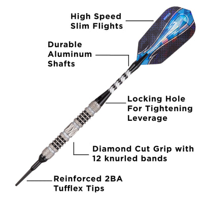 [REFURBISHED] Viper Astro Darts 80% Tungsten Soft Tip Darts Black Rings Refurbished Refurbished GLD Products 